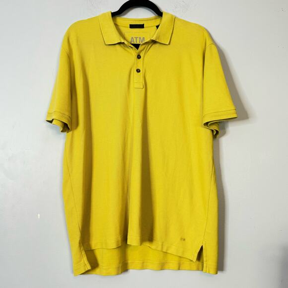 ATM Men's Pima Cotton Short Sleeve Knit Polo Shirt Collared Yellow Size XL - Picture 1 of 6